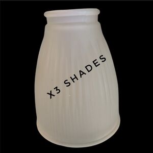 3 Ribbed Frosted Glass Bell Shaped Shades Globes For Lights 1.5" Fitter